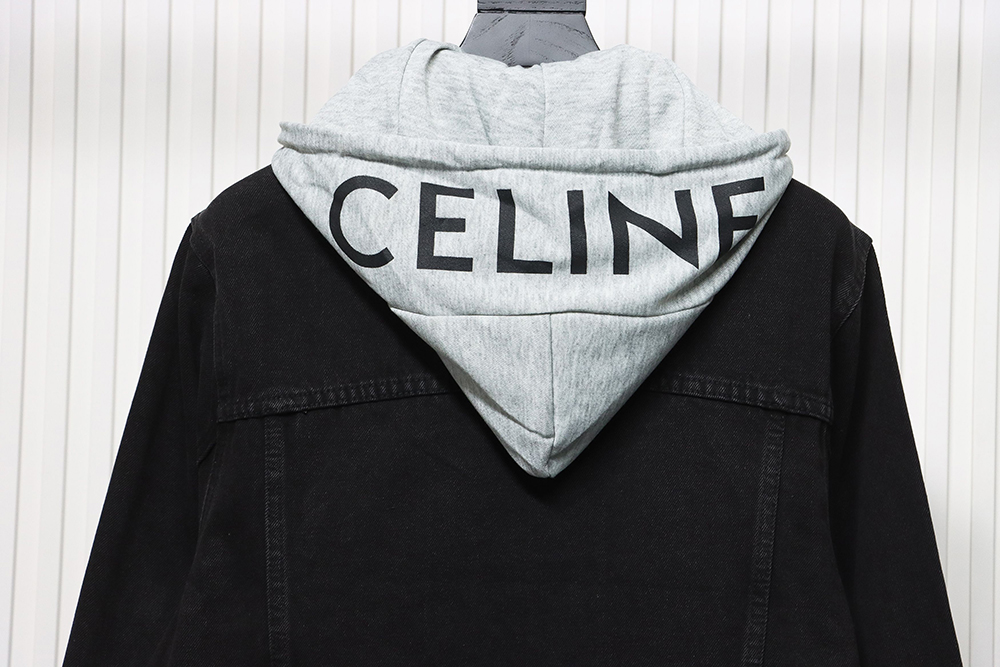 Celine fake two piece hooded denim jacket