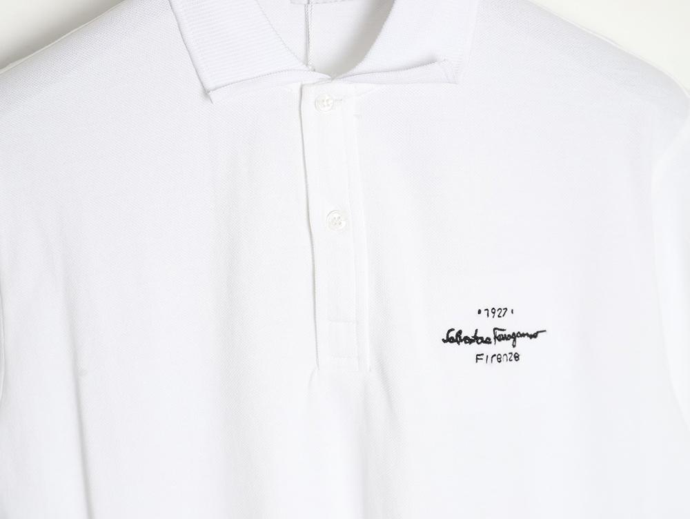 Ferragamo 24ss chest embroidered letter small logo Polo short sleeve