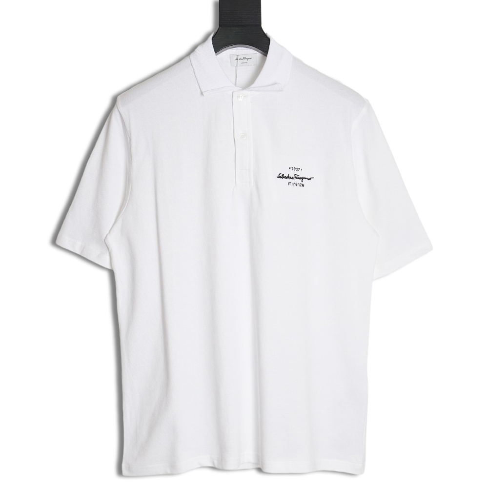 Ferragamo 24ss chest embroidered letter small logo Polo short sleeve