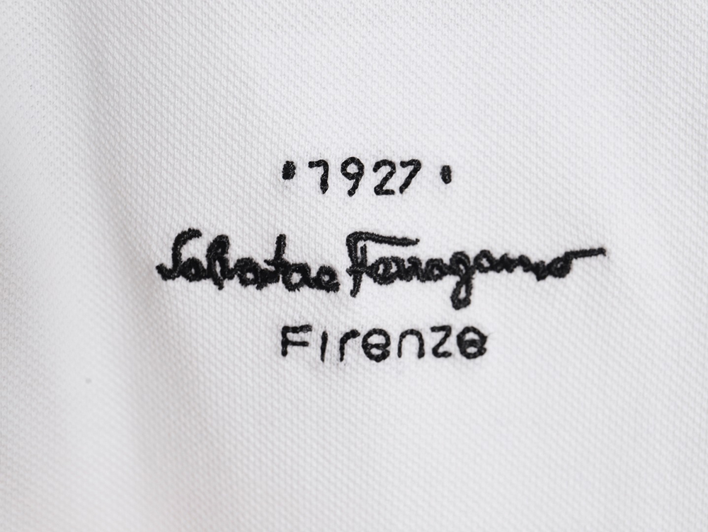 Ferragamo 24ss chest embroidered letter small logo Polo short sleeve