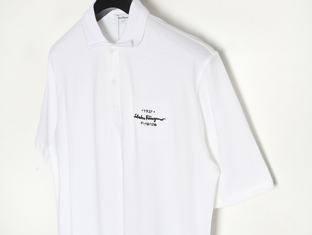 Ferragamo 24ss chest embroidered letter small logo Polo short sleeve