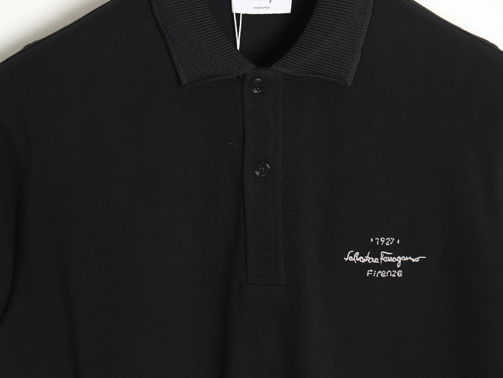 Ferragamo 24ss chest embroidered letter small logo Polo short sleeve TSK3