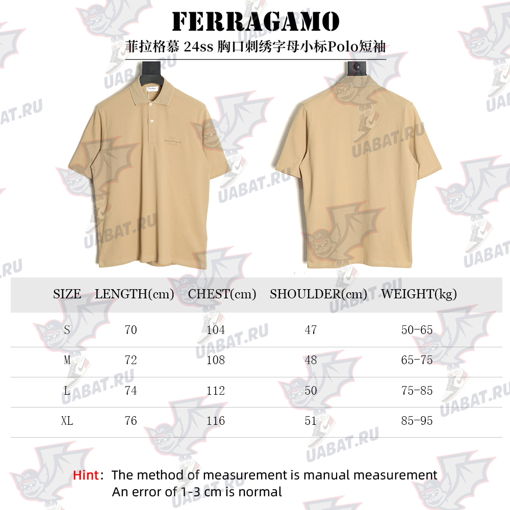 Ferragamo 24ss chest embroidered letter small logo Polo short sleeve TSK1