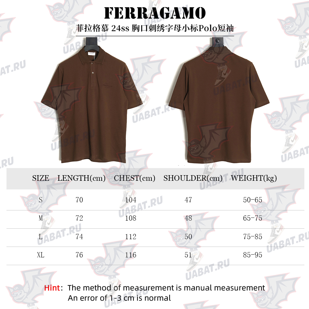 Ferragamo 24ss chest embroidered letter small logo Polo short sleeve TSK2