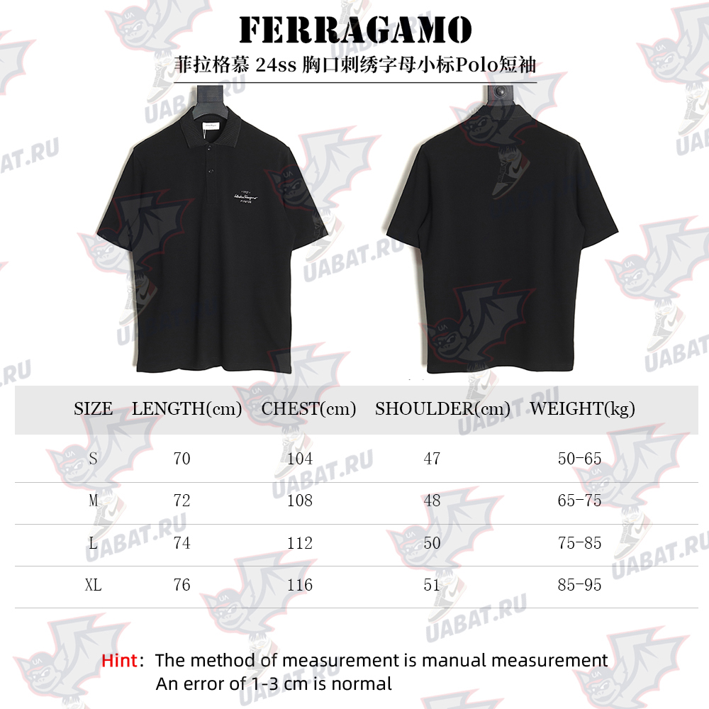 Ferragamo 24ss chest embroidered letter small logo Polo short sleeve TSK3