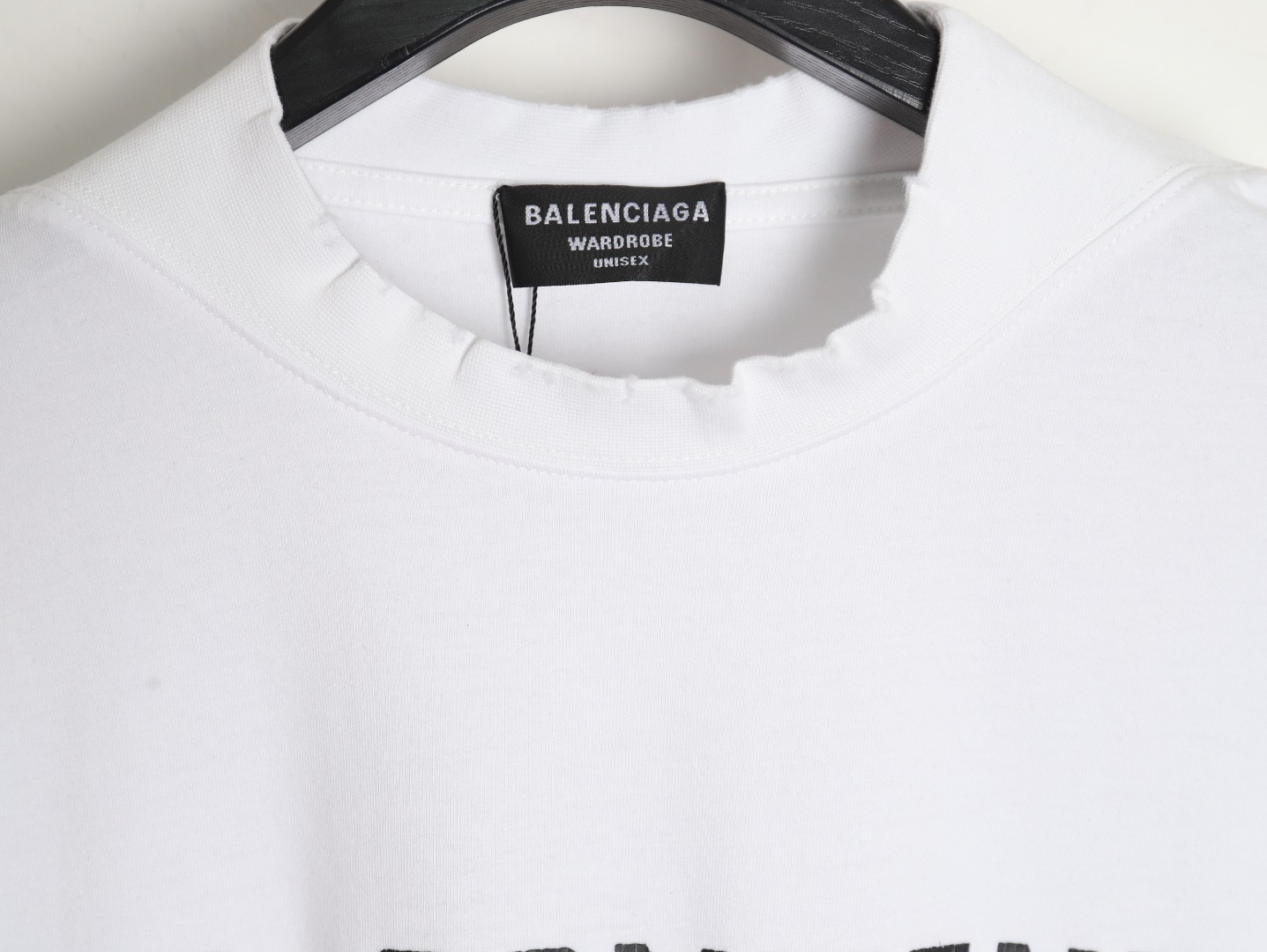 Balenciaga No Comments Cracked Print Washed Ripped Short Sleeve T-shirt