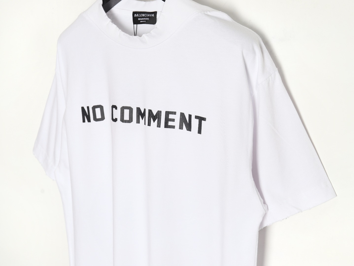 Balenciaga No Comments Cracked Print Washed Ripped Short Sleeve T-shirt