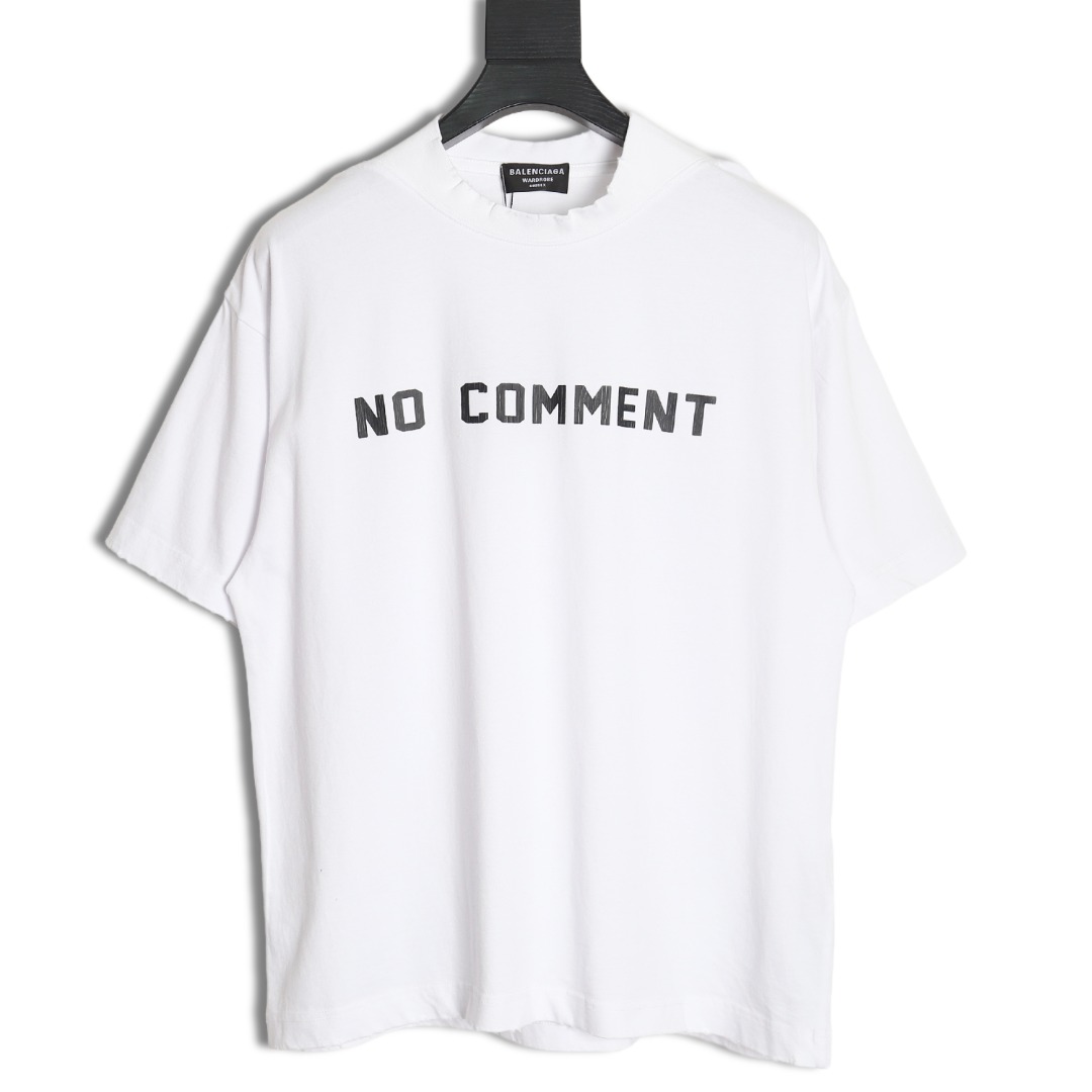 Balenciaga No Comments Cracked Print Washed Ripped Short Sleeve T-shirt