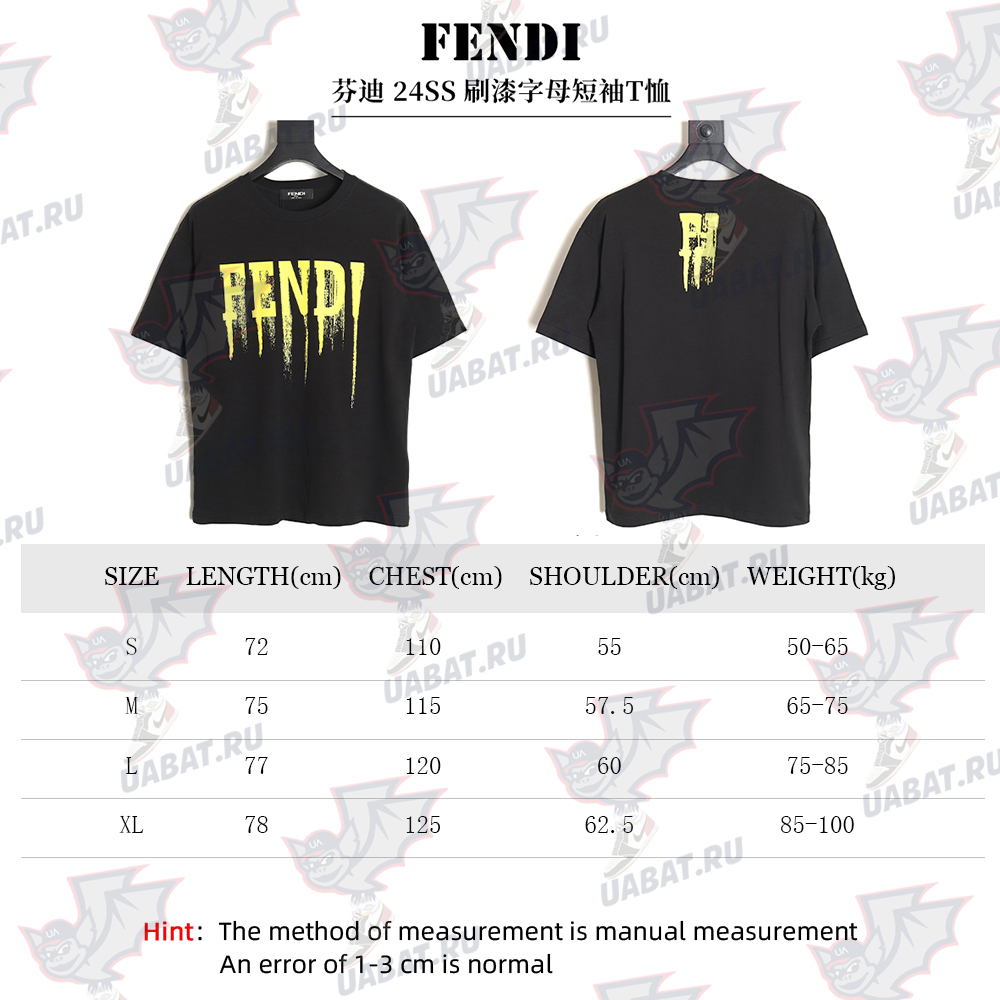 Fendi 24SS painted lettering short-sleeved T-shirt TSK1