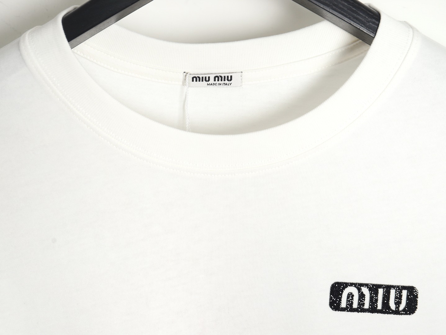 Miu Miu 24SS rhinestone lettering short-sleeved T-shirt