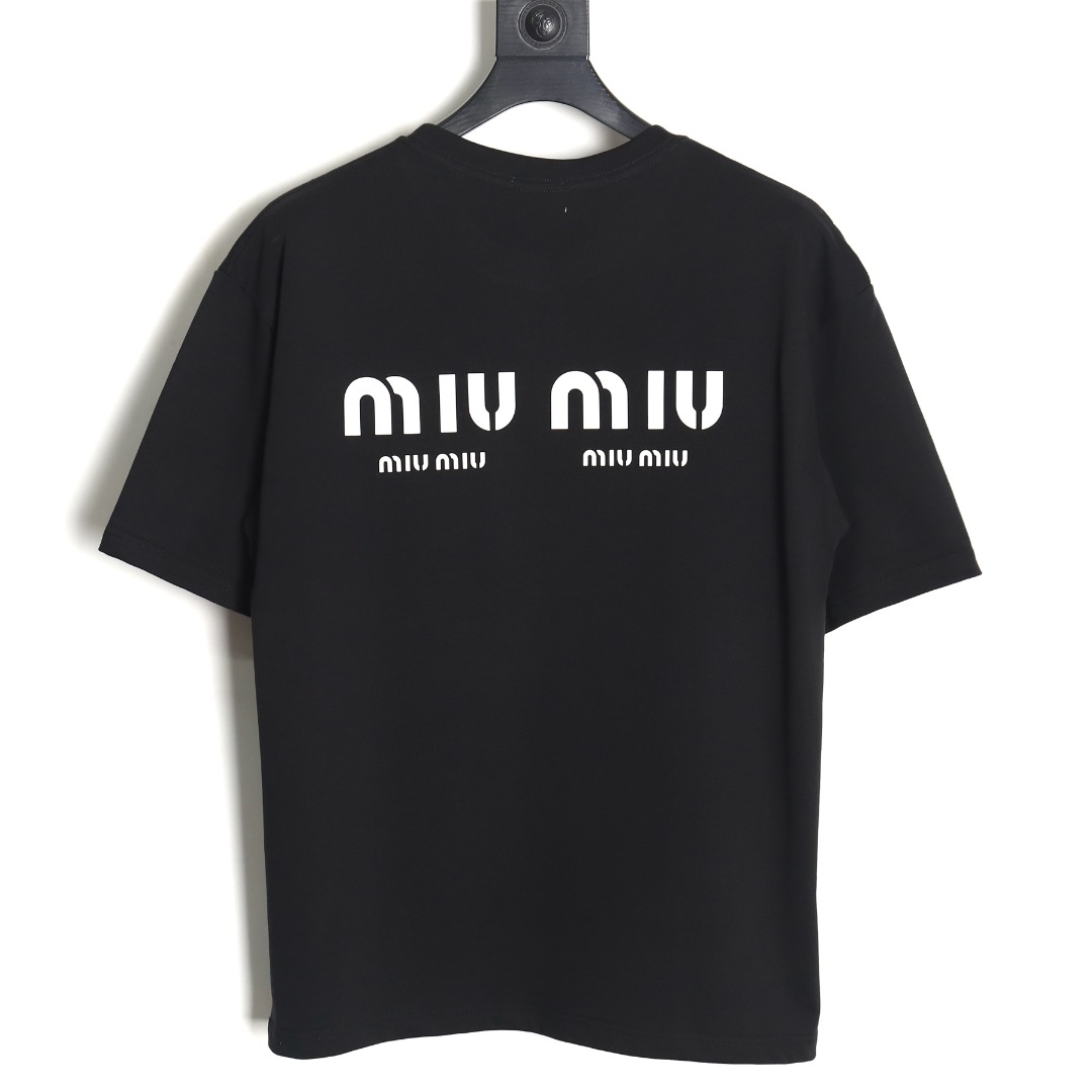 Miu Miu 24SS rhinestone lettering short-sleeved T-shirt