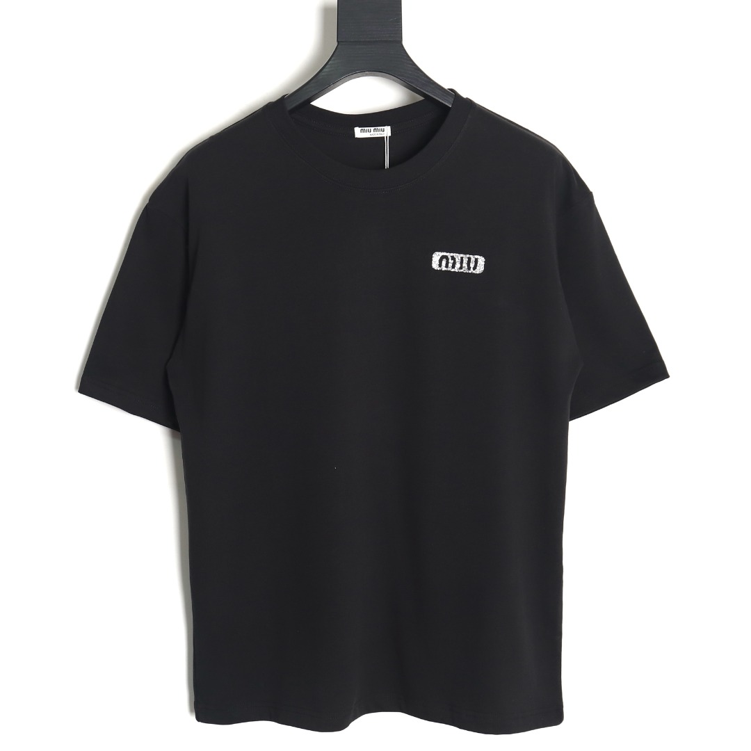 Miu Miu 24SS rhinestone lettering short-sleeved T-shirt