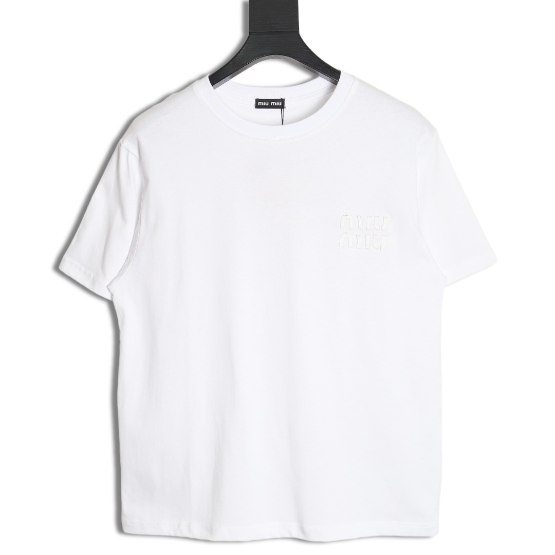 miu miu short-sleeved T-shirt with small logo patch