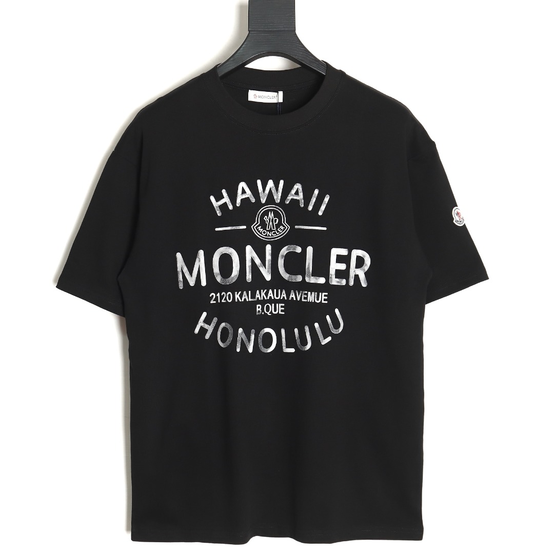 Moncler 24ss mottled distressed gradient letter print short sleeves TSK1