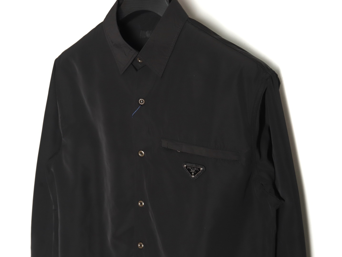 Prada triangle logo zip pocket long sleeve shirt