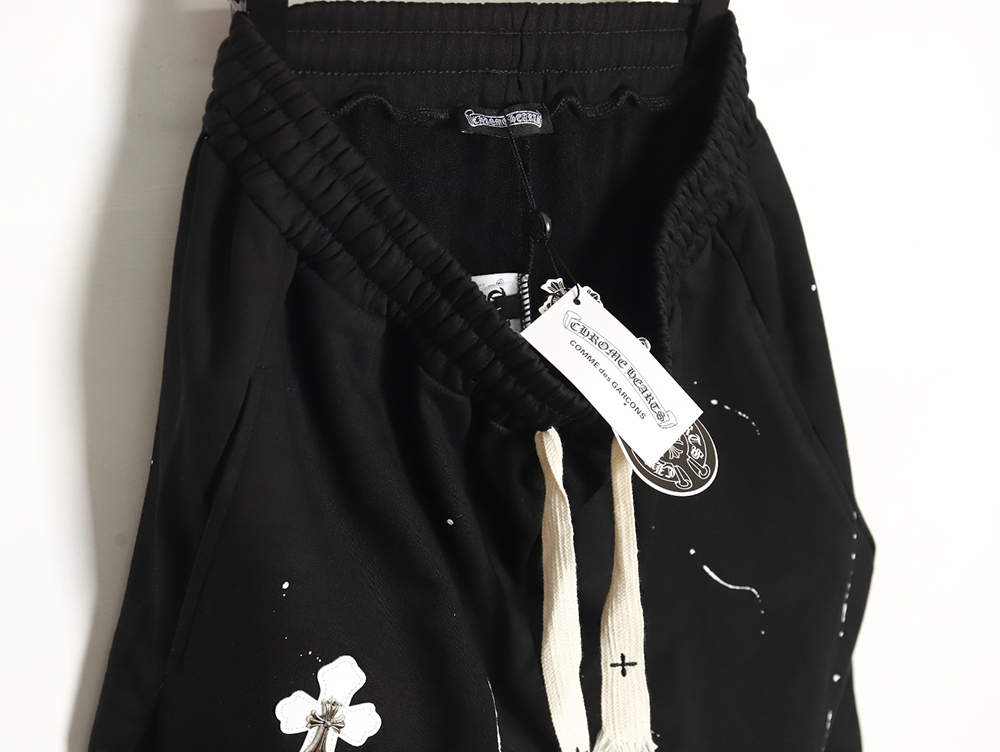 Chrome Hearts ink-splattered leather shorts