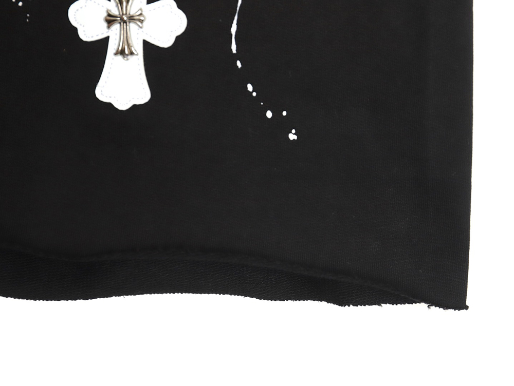 Chrome Hearts ink-splattered leather shorts