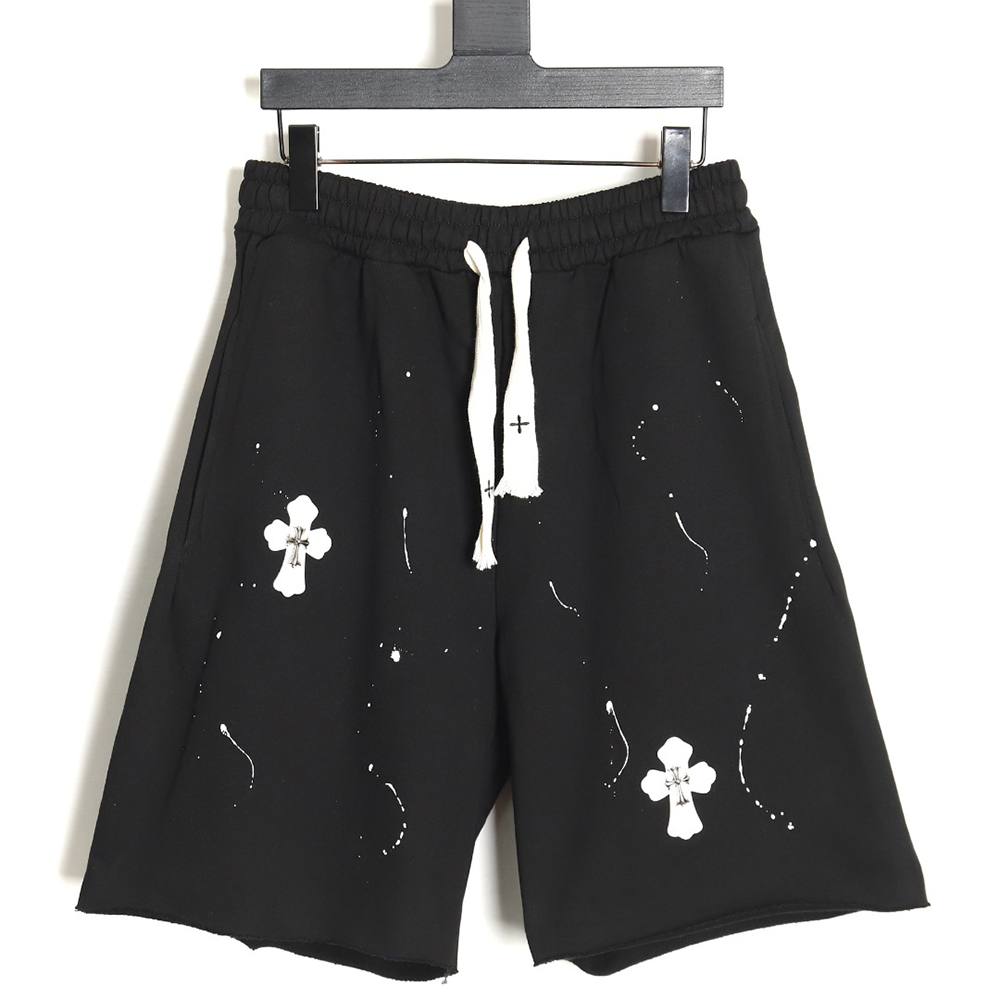 Chrome Hearts ink-splattered leather shorts