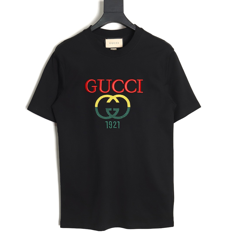 Gucci colorblock double G embroidered logo short-sleeved T-shirt TSK1