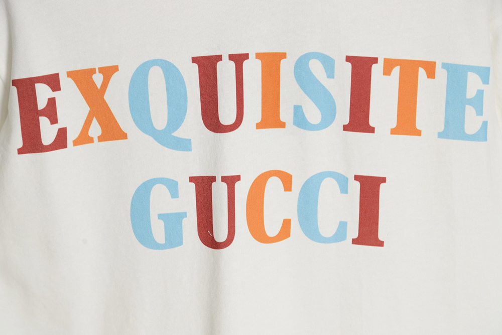 Gucci colorful logo on the back model figure printed short sleeves