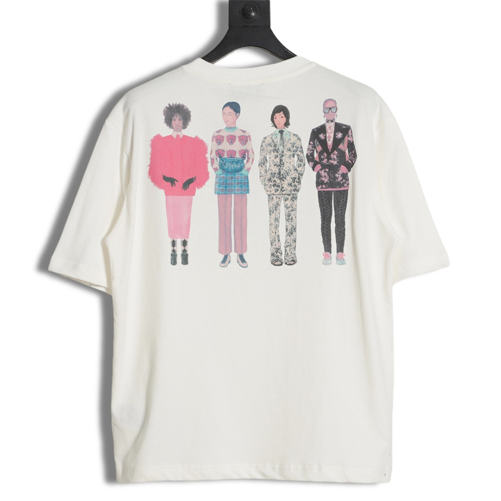 Gucci colorful logo on the back model figure printed short sleeves