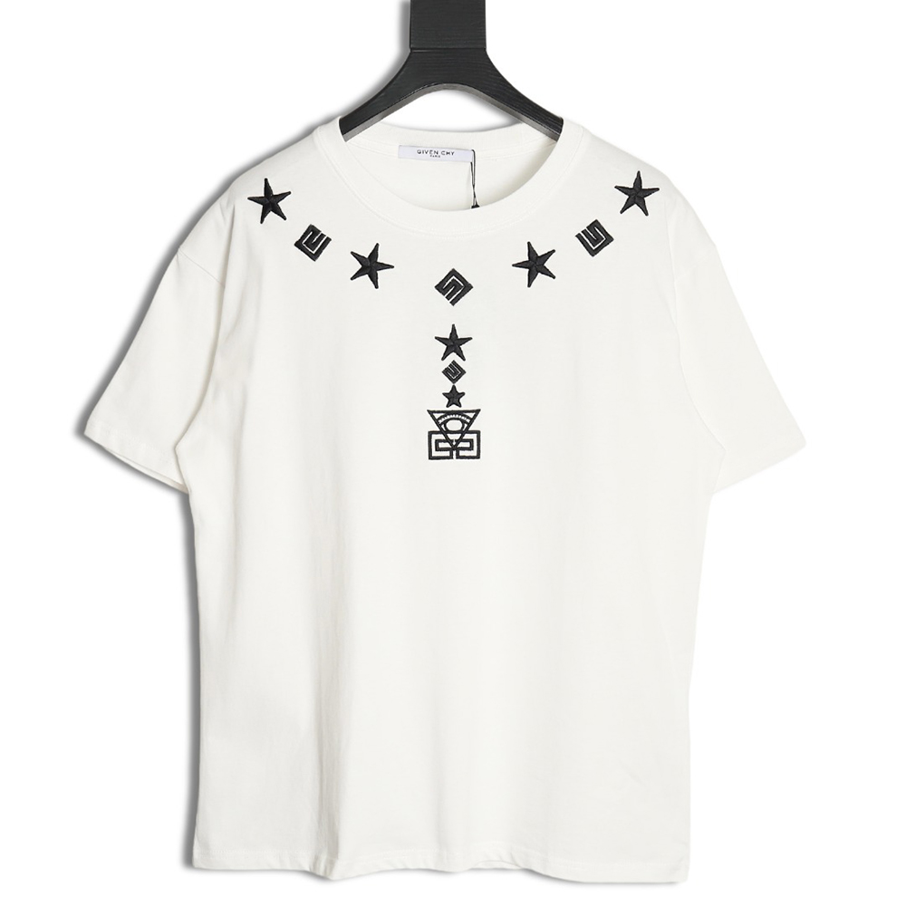 Givenchy five-pointed star necklace pendant embroidered short sleeves