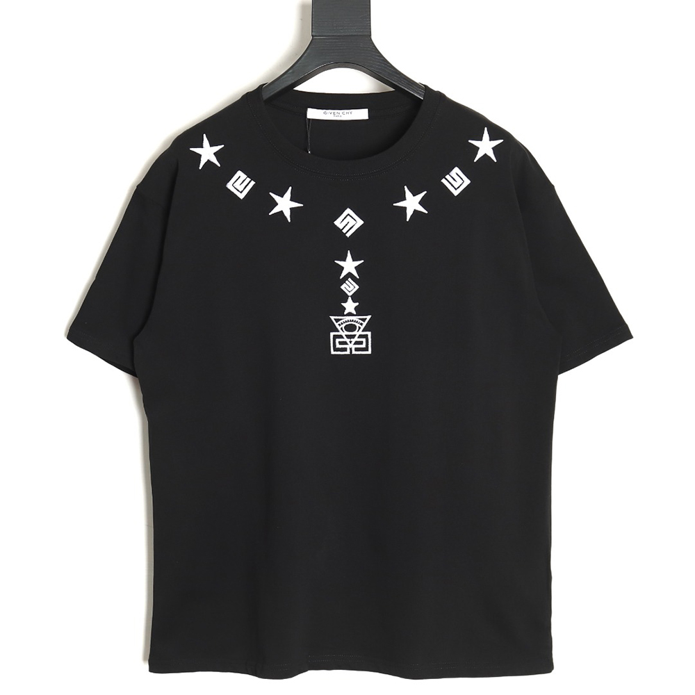 Givenchy five-pointed star necklace pendant embroidered short sleeves TSK1