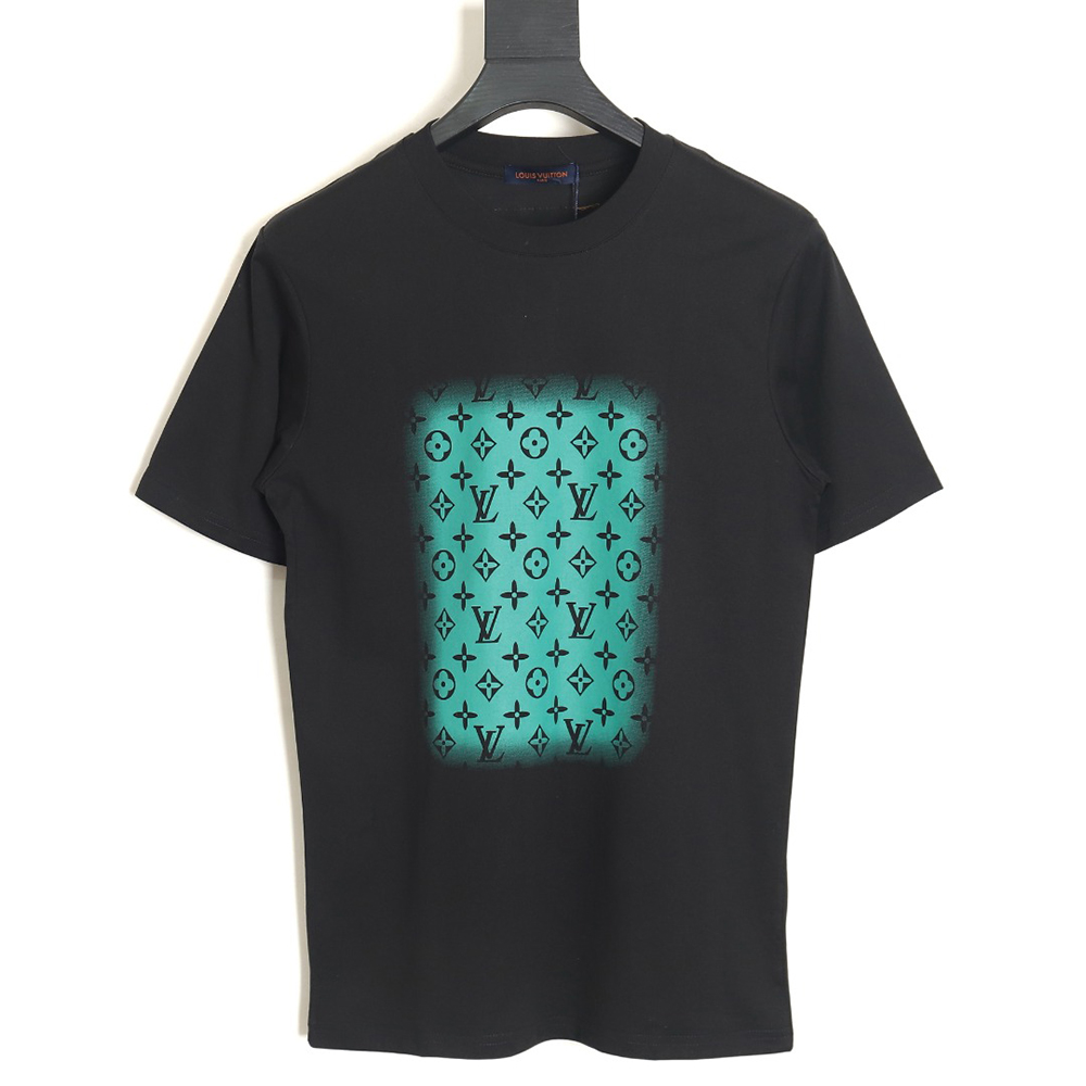 Louis vuitton square green full print short-sleeved T-shirt