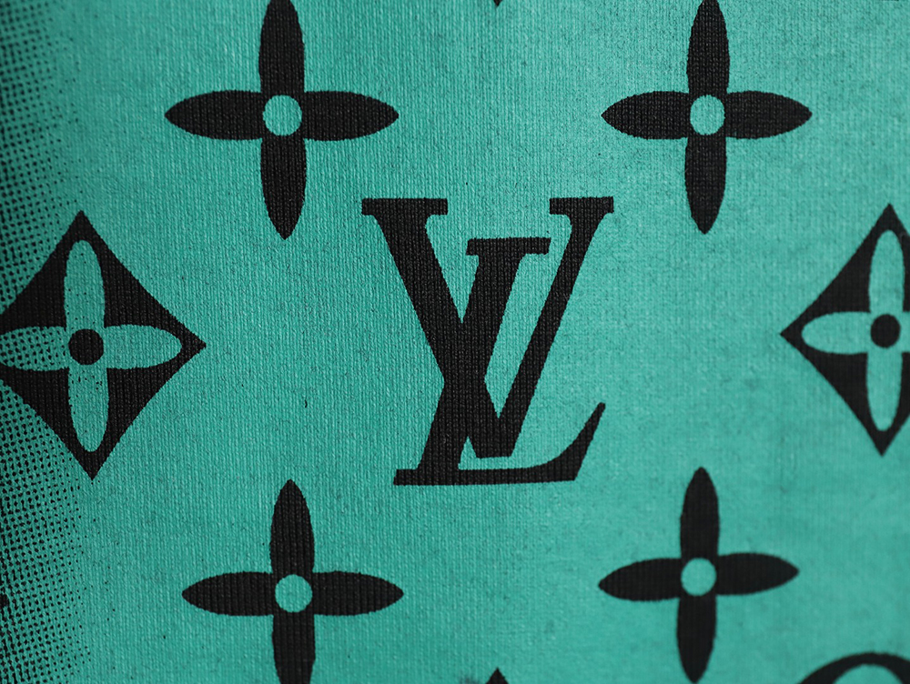 Louis vuitton square green full print short-sleeved T-shirt