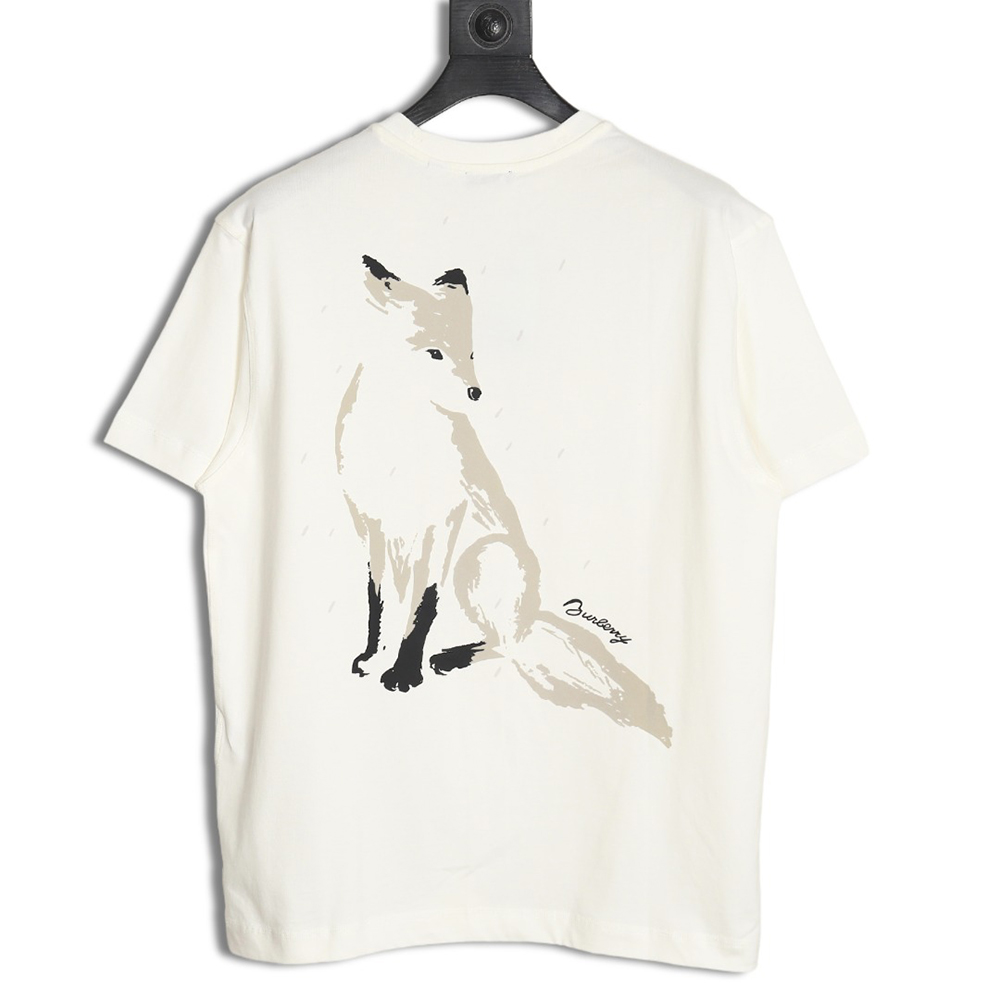 Burberry Flocked Fox Print Short Sleeve