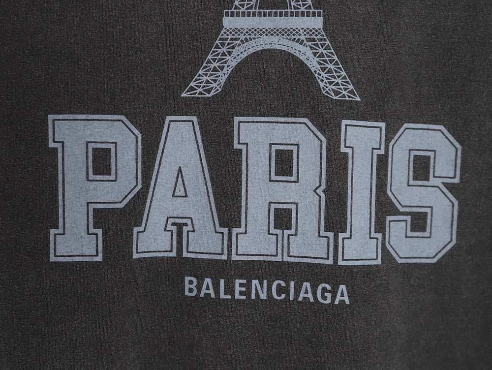 Balenciaga washed-out Paris Tower lettering short-sleeved T-shirt