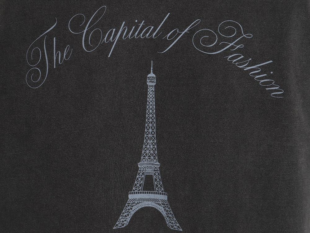 Balenciaga washed-out Paris Tower lettering short-sleeved T-shirt