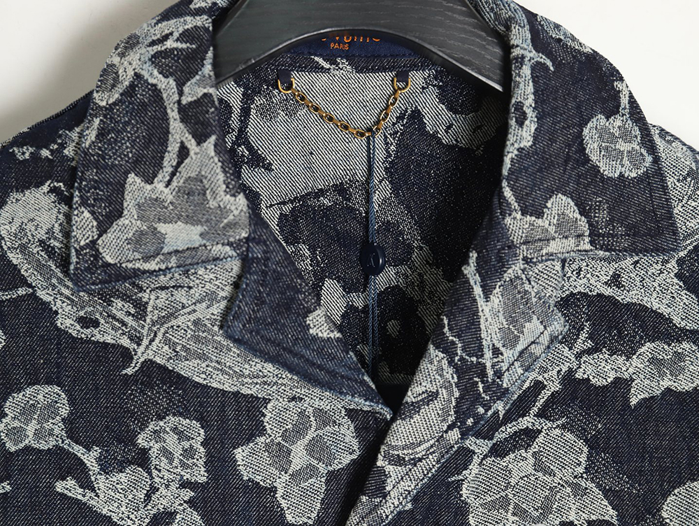 Louis Vuitton WAVES floral jacquard denim short-sleeved shirt