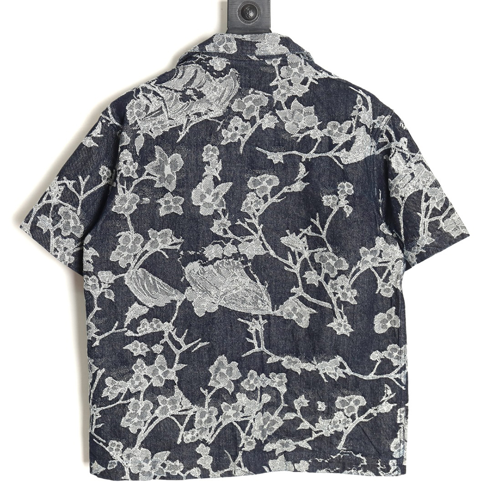 Louis Vuitton WAVES floral jacquard denim short-sleeved shirt