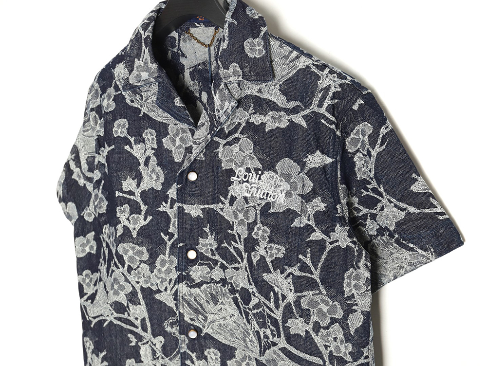 Louis Vuitton WAVES floral jacquard denim short-sleeved shirt