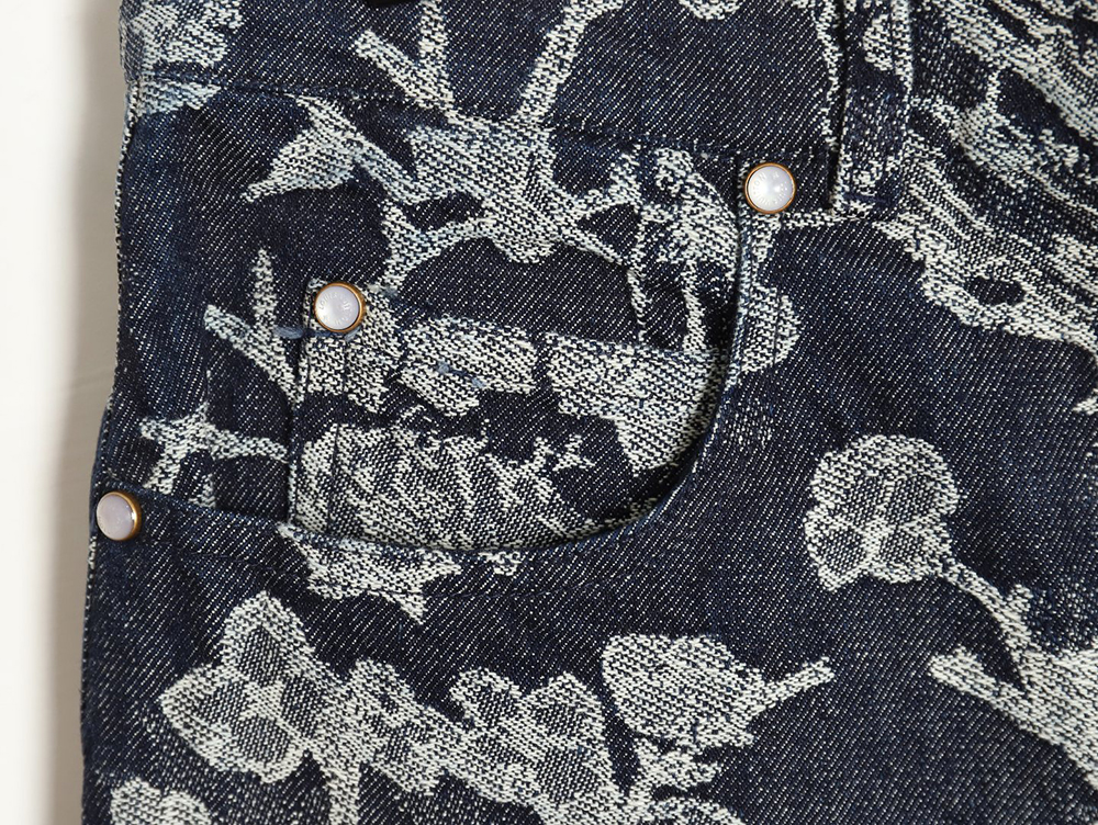 Louis Vuitton WAVES floral jacquard denim short-sleeved shirt