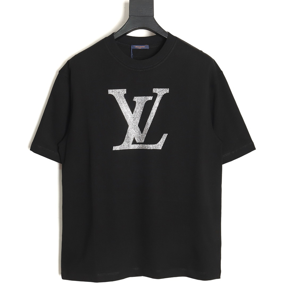 Louis Vuitton logo rhinestone short sleeves TSK1