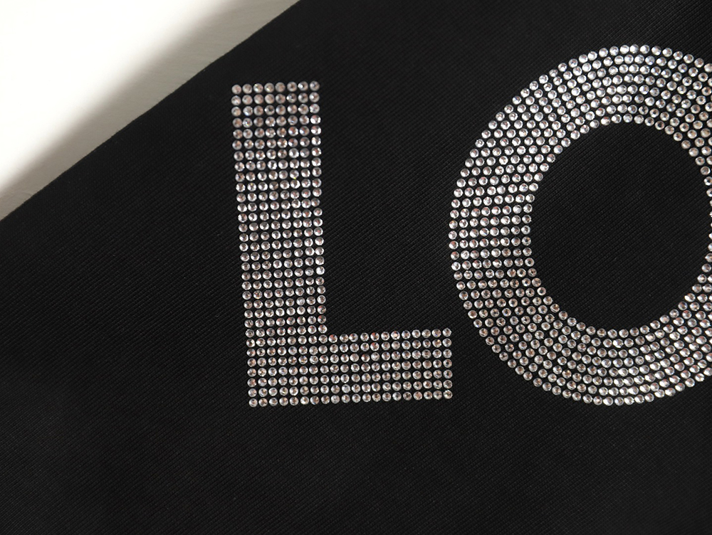 Louis Vuitton logo rhinestone short sleeves TSK1