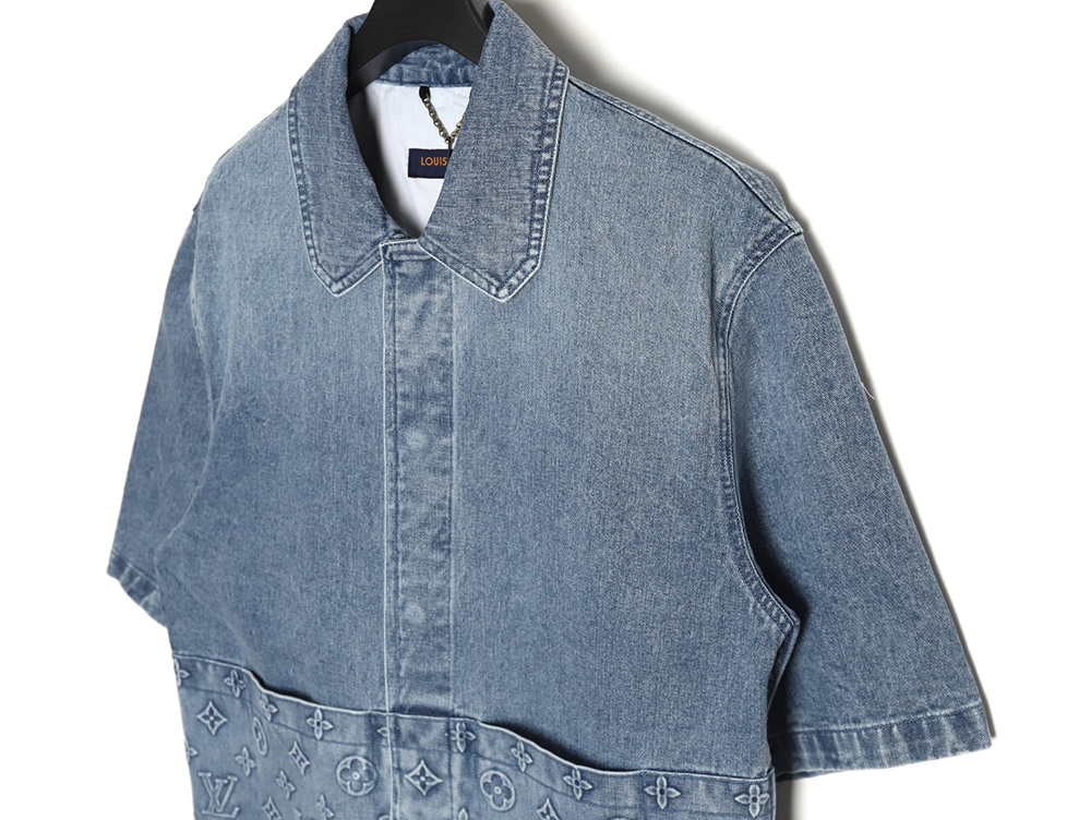 Louis Vuitton embossed denim short-sleeved shirt TSK1