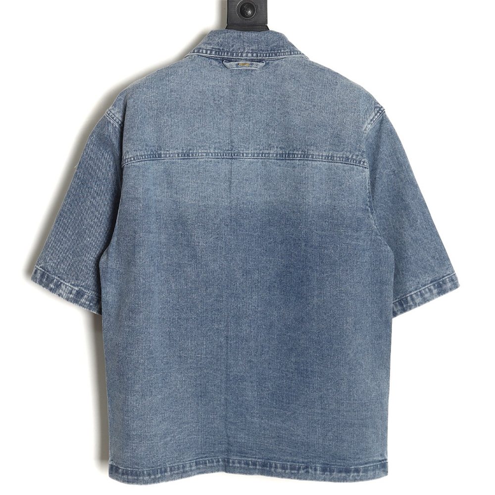 Louis Vuitton embossed denim short-sleeved shirt TSK1