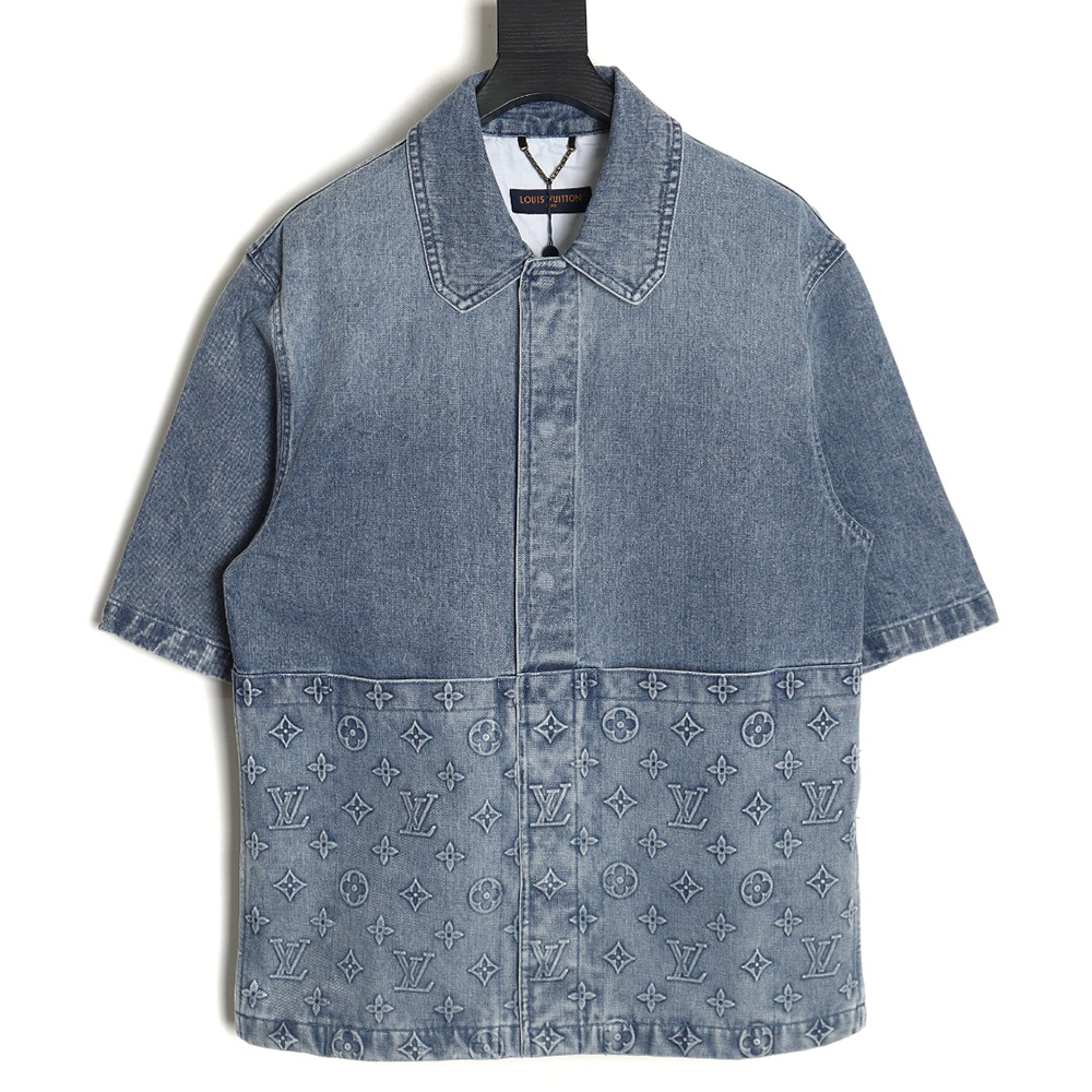 Louis Vuitton embossed denim short-sleeved shirt TSK1