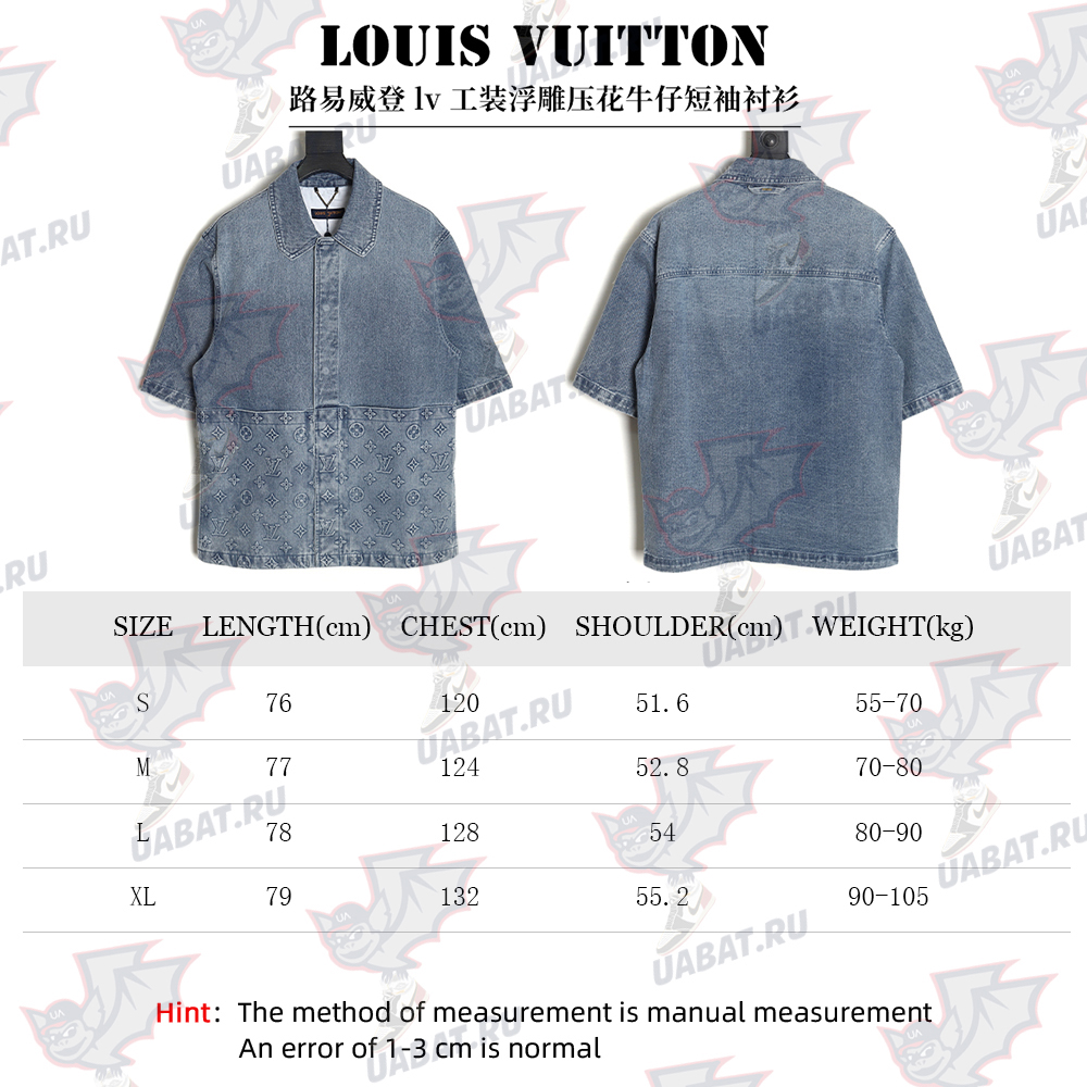 Louis Vuitton embossed denim short-sleeved shirt TSK1