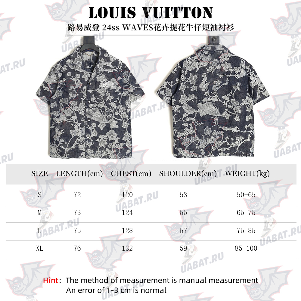 Louis Vuitton WAVES floral jacquard denim short-sleeved shirt