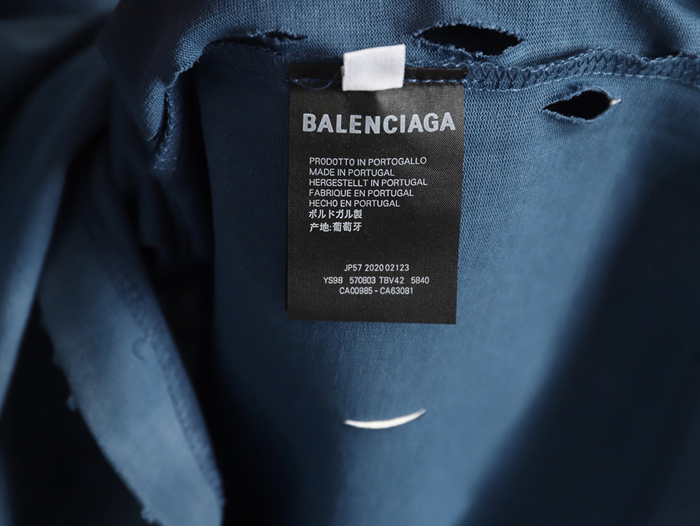 Balenciaga rivet pierced washed hole short sleeves TSK4