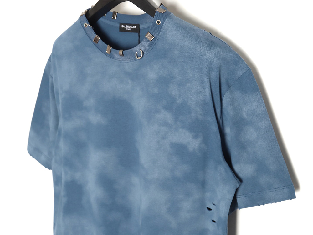 Balenciaga rivet pierced washed hole short sleeves TSK4