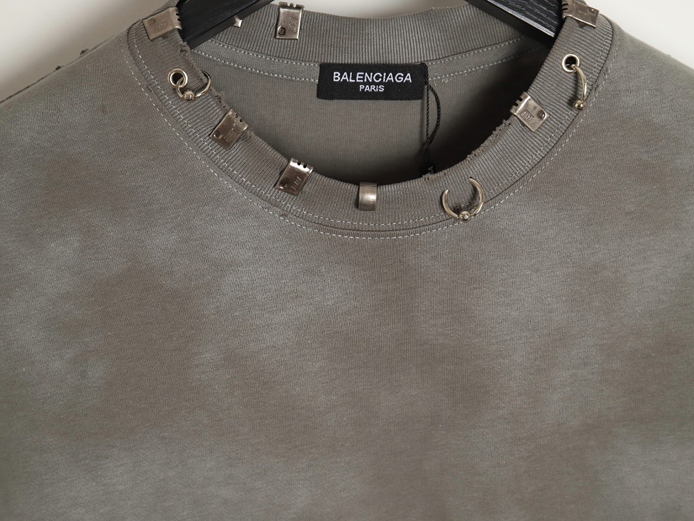 Balenciaga rivet pierced washed hole short sleeves TSK5