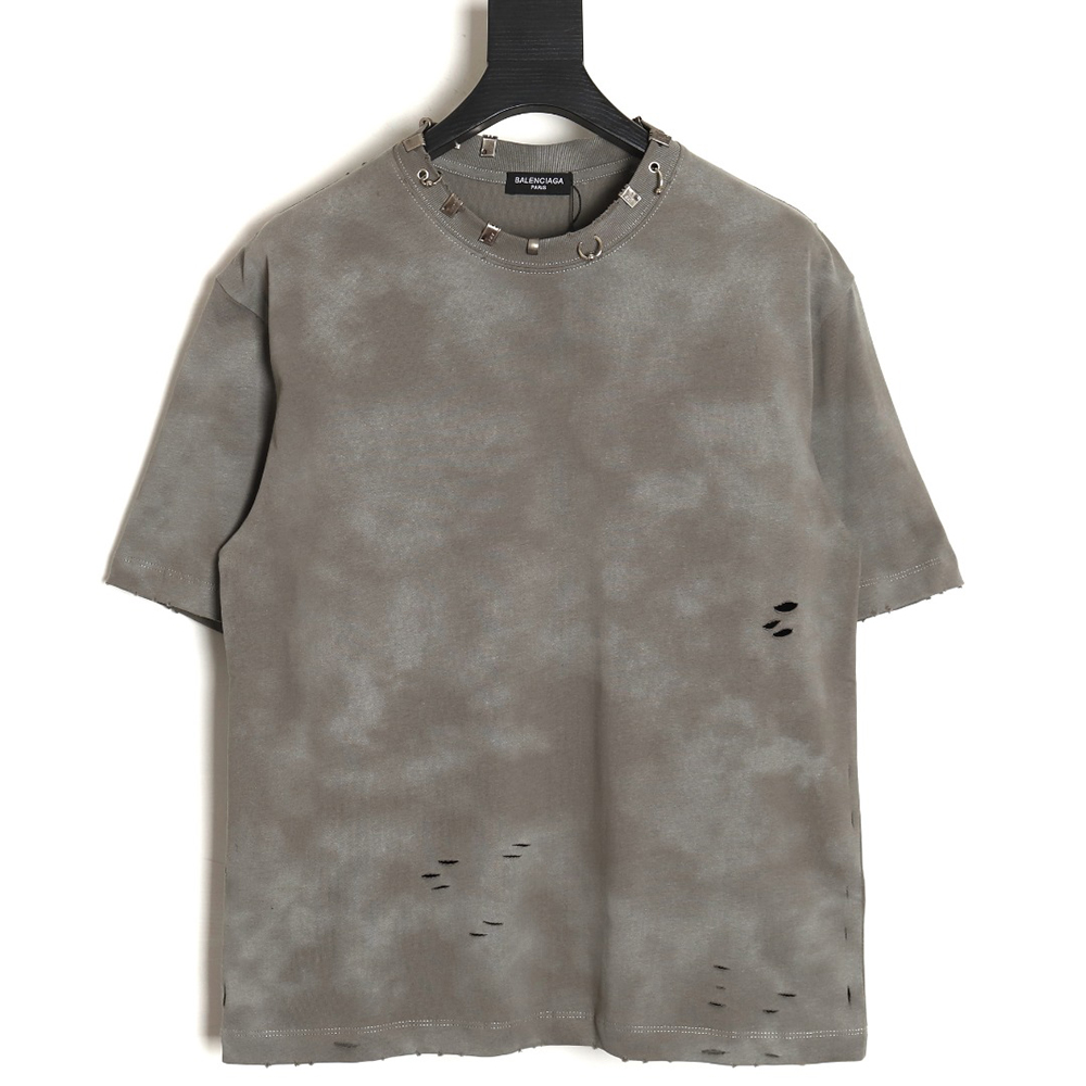 Balenciaga rivet pierced washed hole short sleeves TSK5