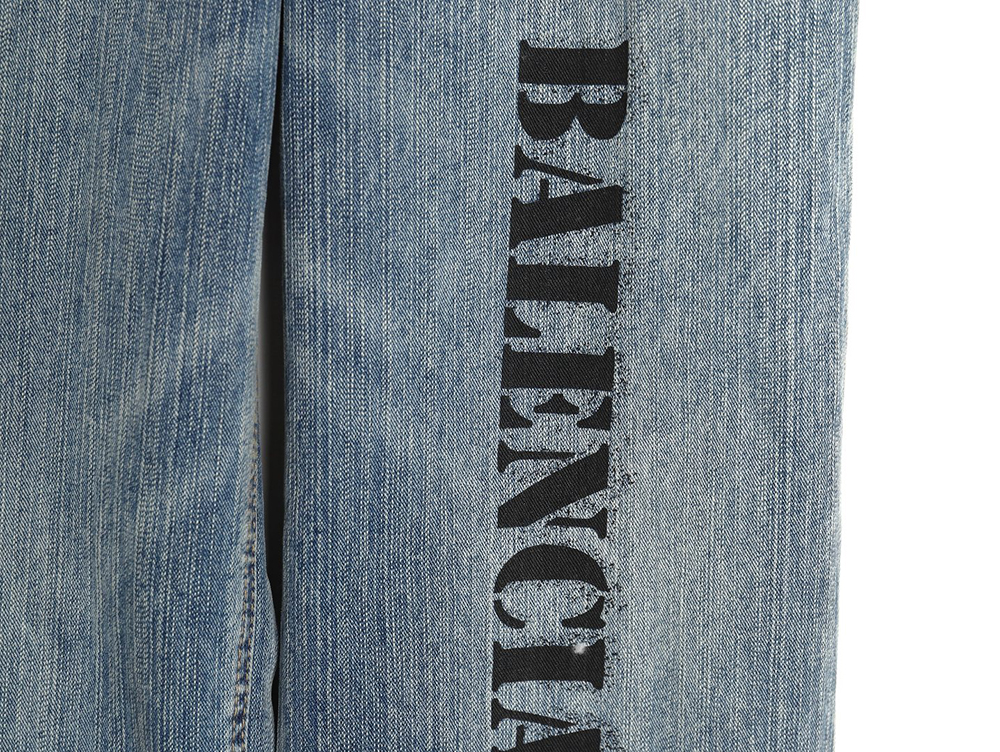 Balenciaga patchwork black floral grey denim trousers