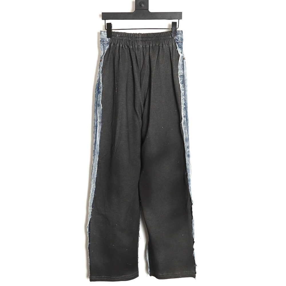 Balenciaga patchwork black floral grey denim trousers