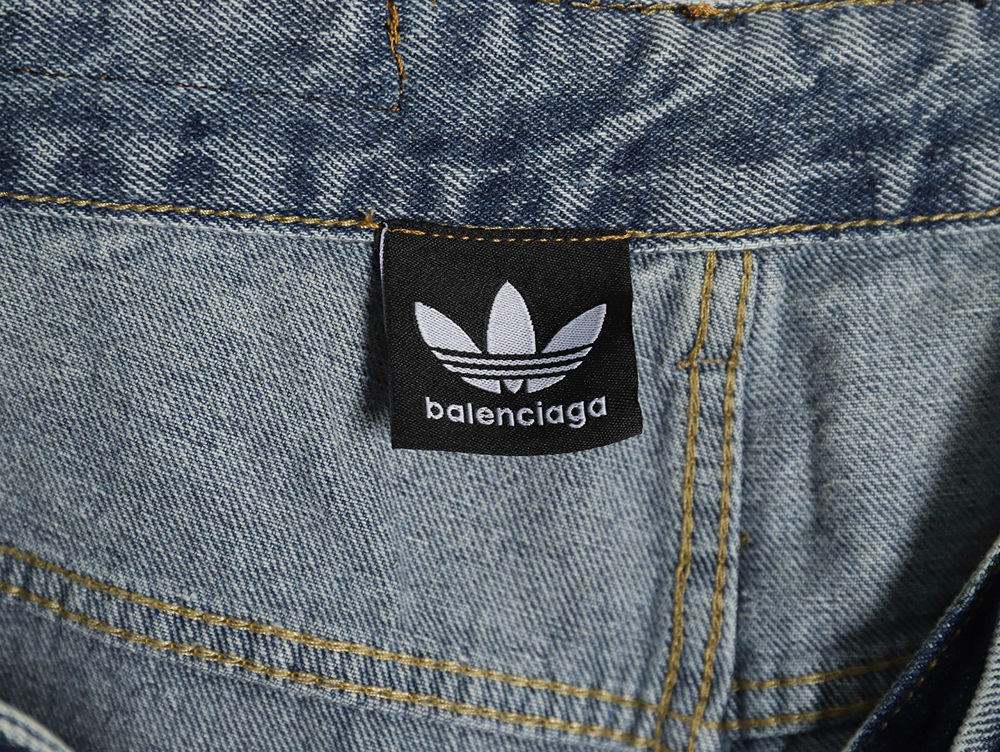 Balenciaga & Adidas joint three-bar washed jeans